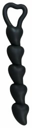 Чёрная анальная цепочка с звеньями-сердечками Black Velvet - 18,5 см.