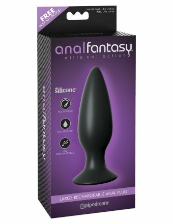 Чёрная большая анальная вибропробка Large Rechargeable Anal Plug - 13,5 см. 