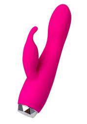 Розовый вибратор с клиторальным стимулятором L'EROINA - 17 см.