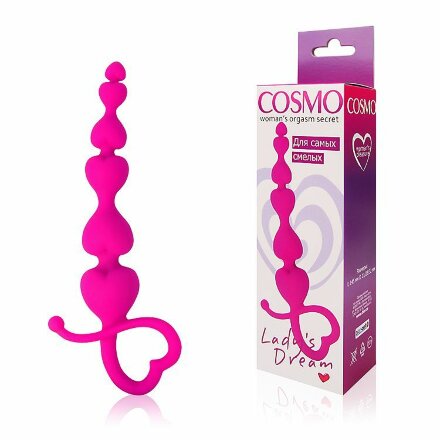 Розовая анальная цепочка Cosmo с петелькой - 14,5 см. 