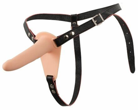 Телесный поясной страпон с вибрацией Vibrating Strap-On - 15,7 см. 