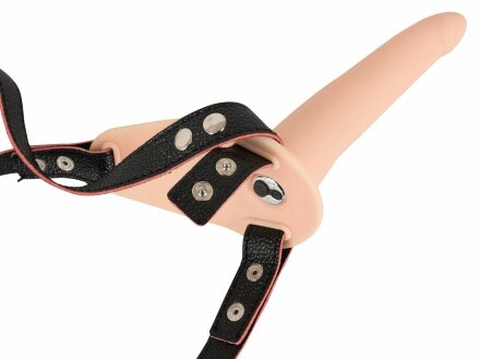 Телесный поясной страпон с вибрацией Vibrating Strap-On - 15,7 см. 