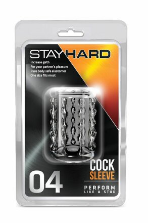 Прозрачная насадка с бороздками STAY HARD COCK SLEEVE 04 CLEAR 