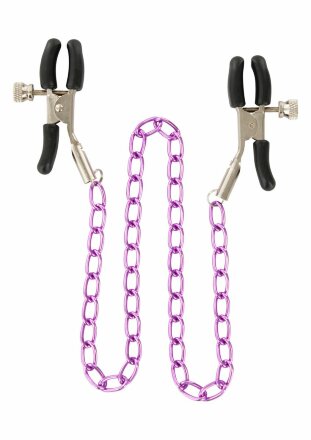 Зажимы для сосков Nipple Chain Metal на фиолетовой цепочке 