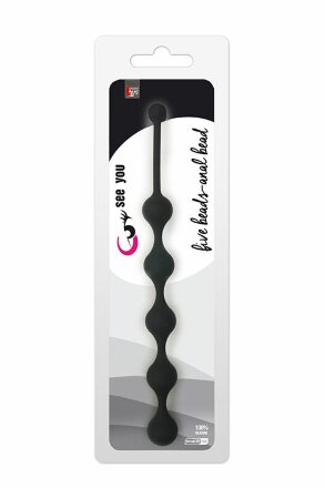Чёрная анальная цепочка SEE YOU FIVE BEADS ANAL - 28,1 см. 