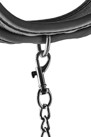 Черный ошейник с поводком COLLAR LEASH DIAMOND 