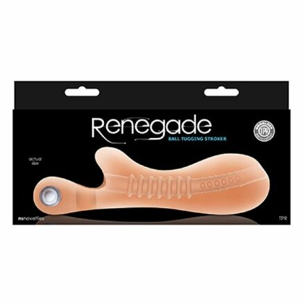 Телесный мастурбатор с вибростимулятором мошонки Renegade Ball Tugging Stroker 