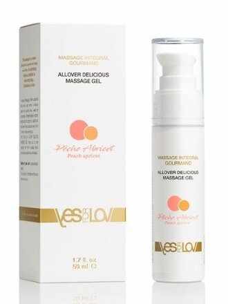 Универсальный массажный гель-смазка Allover Delicious Massage Gel с ароматом персика и аброкоса - 50 мл. 