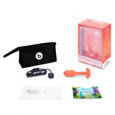 Оранжевая вибропробка для ношения B-vibe Snug Plug 1 - 10 см. 