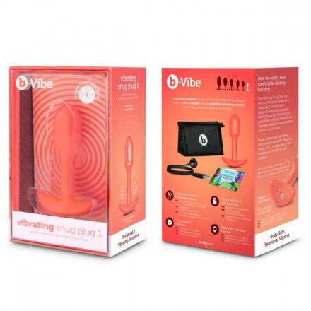 Оранжевая вибропробка для ношения B-vibe Snug Plug 1 - 10 см. 
