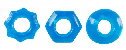 Набор из 3 голубых эрекционных колец Stretchy Cock Ring 