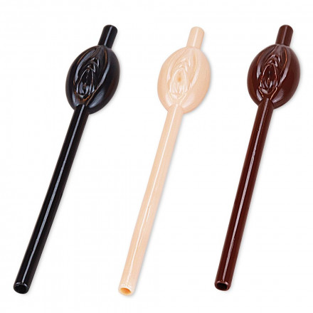 Разноцветные трубочки для напитков в виде вагины Pussy Straws - 9 шт. 