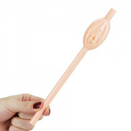 Разноцветные трубочки для напитков в виде вагины Pussy Straws - 9 шт. 