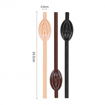 Разноцветные трубочки для напитков в виде вагины Pussy Straws - 9 шт. 
