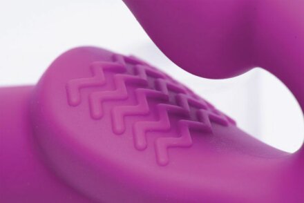 Ярко-розовый безремневой вибрострапон Evoke Vibrating Strapless Silicone Strap-on Dildo 