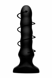 Черный вибратор с волнообразным движением Silicone Vibrating &amp; Squirming Plug with Remote Control - 19,5 см.