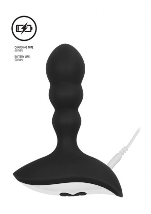 Черный массажер простаты с пультом N 78 Rechargeable Anal Stimulator - 12 см. 