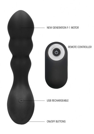 Черный массажер простаты с пультом N 78 Rechargeable Anal Stimulator - 12 см. 