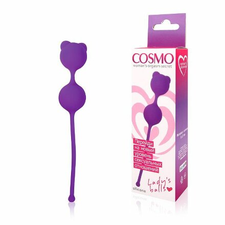 Фиолетовые вагинальные шарики с ушками Cosmo 