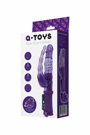 Фиолетовый анально-вагинальный вибратор на присоске A-toys 