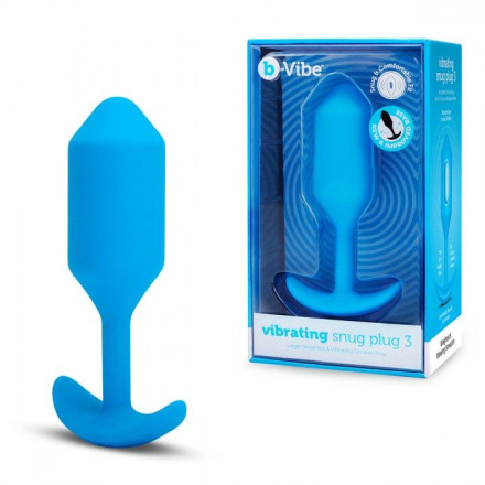 Голубая вибропробка для ношения B-vibe Snug Plug 3 - 12,4 см. 