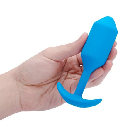 Голубая вибропробка для ношения B-vibe Snug Plug 3 - 12,4 см. 