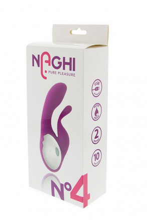 Фиолетовый вибратор с клиторальным отростком NAGHI NO.4 - 13,5 см. 