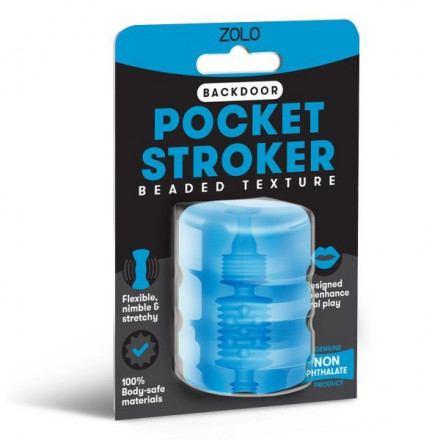 Голубой портативный мастурбатор Zolo Backdoor Pocket Stroker 