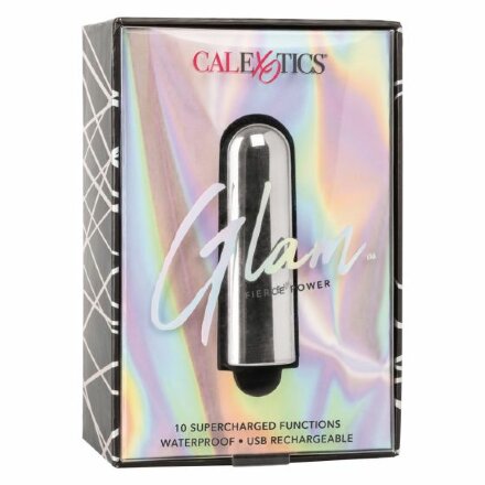 Серебристая перезаряжаемая вибропуля Glam 
