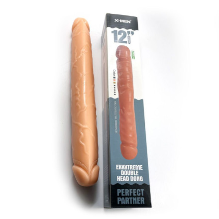 Телесный двухсторонний фаллоимитатор Exxxtreme Double Head Dong - 41,3 см. 
