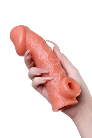 Телесная насадка на фаллос с фиксацией мошонки EXTREME SLEEVE - 15,6 см. 