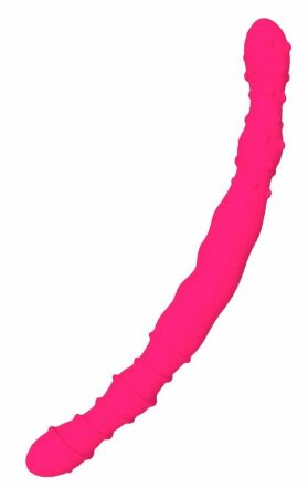 Розовый двусторонний фаллоимитатор SILICONE DOUBLE DONG - 33,5 см. 