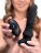 Черный фрикционный вибратор Silicone Vibrating &amp; Thrusting Plug with Remote Control - 17,1 см. 
