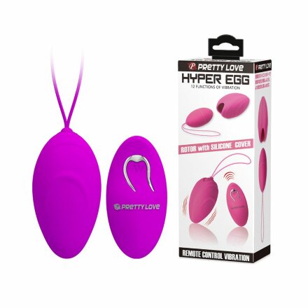 Лиловое виброяйцо Hyper EGG с пультом ДУ и силиконовой оболочкой 