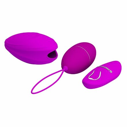 Лиловое виброяйцо Hyper EGG с пультом ДУ и силиконовой оболочкой 