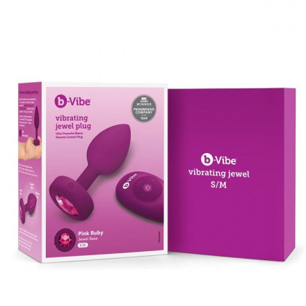 Ярко-розовая анальная вибровтулка с кристаллом Vibrating Jewel Plug S/M - 10 см. 