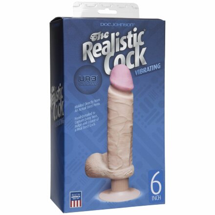 Вибромассажер-реалистик на присоске The Realistic Cock ULTRASKYN Vibrating 6”- 21,6 см. 