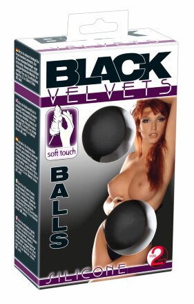 Черные вагинальные шарики с петлёй Black Velvets 