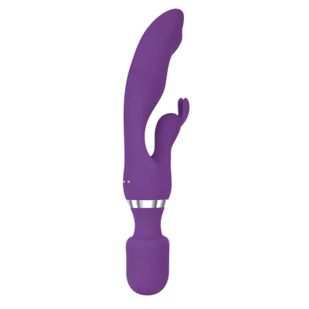Фиолетовый двусторонний вибростимулятор G Motion Rabbit Wand - 25,4 см. 