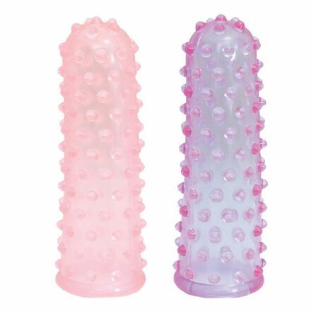 Набор из 2 пупырчатых насадок на пальцы FINGER SLEEVES PURPLE/PINK 