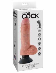 Вибромассажер со съёмной присоской 8&quot; Vibrating Cock with Balls - 20,3 см.