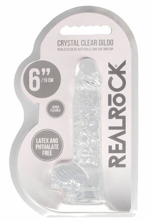 Прозрачный фаллоимитатор Realrock Crystal Clear 6 inch - 17 см. 