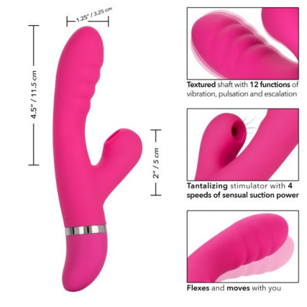 Розовый вибратор-кролик Foreplay Frenzy Pucker с функцией вакуума 