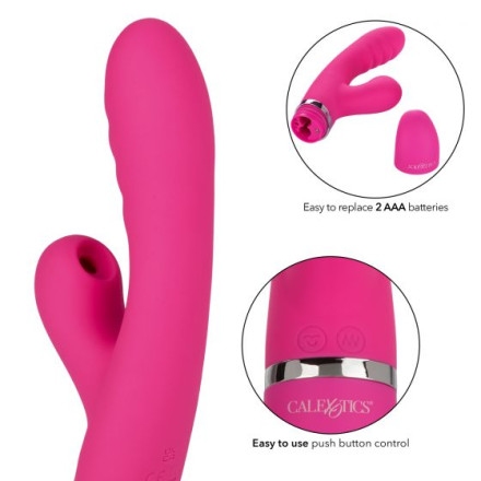 Розовый вибратор-кролик Foreplay Frenzy Pucker с функцией вакуума 