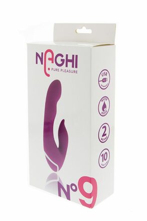 Фиолетовый вибратор с клиторальным отростком NAGHI NO.9 - 19 см. 