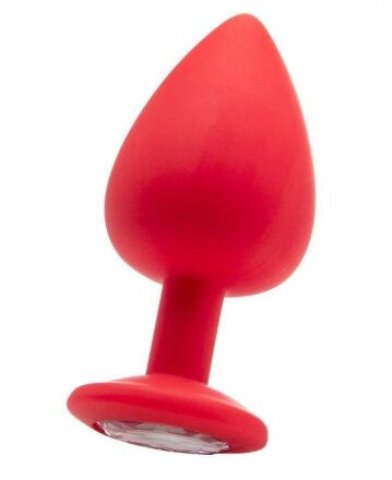 Красная анальная пробка OUCH! Extra Large Diamond Butt Plug с кристаллом - 9,3 см. 