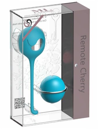 Бирюзовое виброяйцо с пультом управления Remote Cherry 