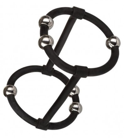 Черная клетка на пенис с бусинами Steel Beaded Silicone Enhancer Cage 