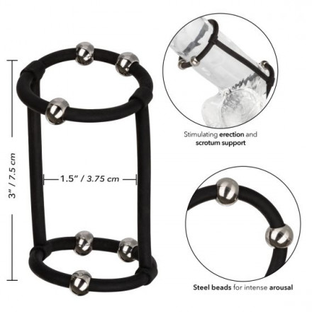 Черная клетка на пенис с бусинами Steel Beaded Silicone Enhancer Cage 