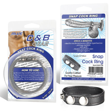 Кольцо на пенис из искусственной кожи на клепках SNAP COCK RING 